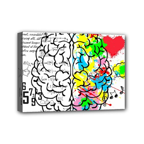 Brain Left Logic Language Science Mini Canvas 7  X 5  (stretched) by pakminggu