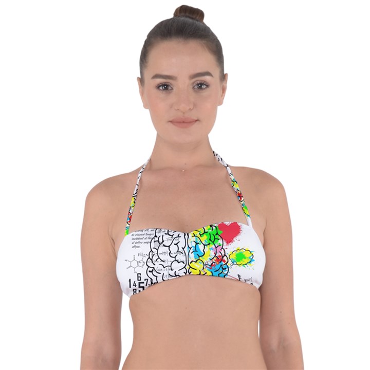 Brain Left Logic Language Science Halter Bandeau Bikini Top