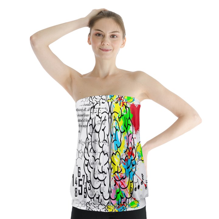 Brain Left Logic Language Science Strapless Top