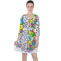 Brain Left Logic Language Science Quarter Sleeve Ruffle Waist Dress by pakminggu