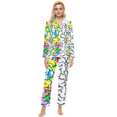 Brain Left Logic Language Science Womens  Long Sleeve Velvet Pocket Pajamas Set by pakminggu