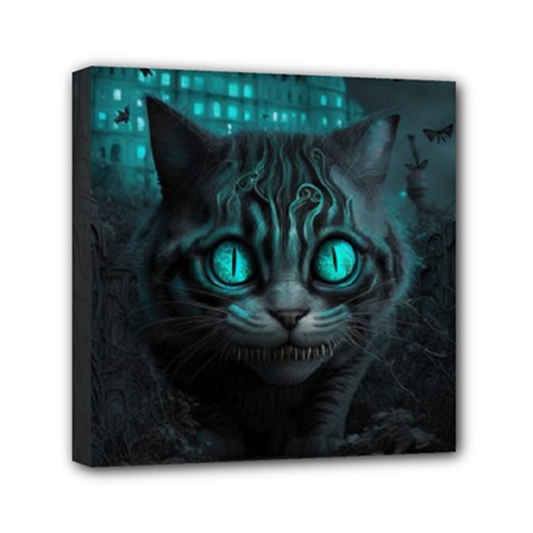 Angry Cat Fantasy Mini Canvas 6  X 6  (stretched) by pakminggu