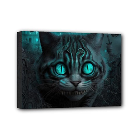 Angry Cat Fantasy Mini Canvas 7  X 5  (stretched) by pakminggu