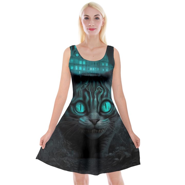 Angry Cat Fantasy Reversible Velvet Sleeveless Dress