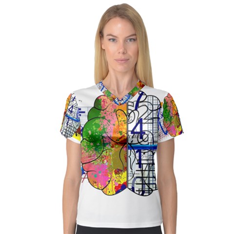 Brain Cerebrum Biology Abstract V-neck Sport Mesh Tee by pakminggu