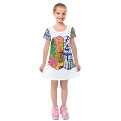 Brain Cerebrum Biology Abstract Kids  Short Sleeve Velvet Dress by pakminggu