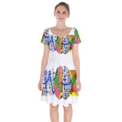 Brain Cerebrum Biology Abstract Short Sleeve Bardot Dress by pakminggu