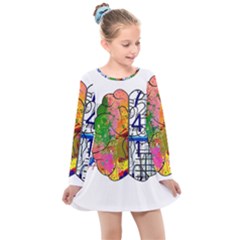 Brain Cerebrum Biology Abstract Kids  Long Sleeve Dress by pakminggu