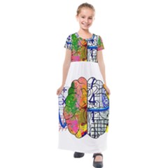 Brain Cerebrum Biology Abstract Kids  Short Sleeve Maxi Dress by pakminggu