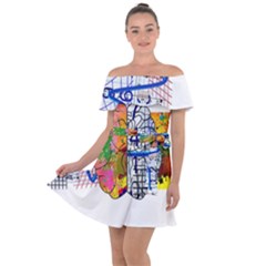 Brain Cerebrum Biology Abstract Off Shoulder Velour Dress by pakminggu