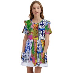 Brain Cerebrum Biology Abstract Kids  Frilly Sleeves Pocket Dress by pakminggu