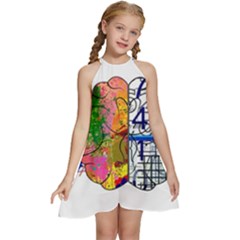 Brain Cerebrum Biology Abstract Kids  Halter Collar Waist Tie Chiffon Dress by pakminggu