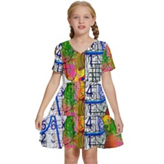 Brain Cerebrum Biology Abstract Kids  Short Sleeve Tiered Mini Dress by pakminggu