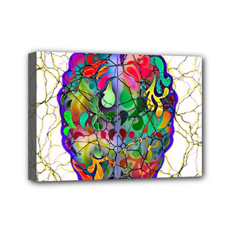 Brain Head Mind Man Silhouette Mini Canvas 7  X 5  (stretched) by pakminggu