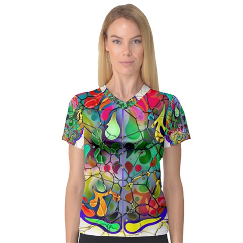 Brain Head Mind Man Silhouette V-neck Sport Mesh Tee by pakminggu