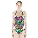 Brain Head Mind Man Silhouette Halter Swimsuit View1