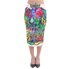 Brain Head Mind Man Silhouette Velvet Midi Pencil Skirt by pakminggu