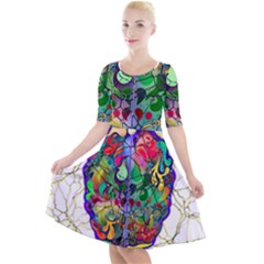 Brain Head Mind Man Silhouette Quarter Sleeve A-line Dress by pakminggu