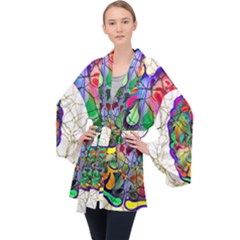 Brain Head Mind Man Silhouette Long Sleeve Velvet Kimono  by pakminggu