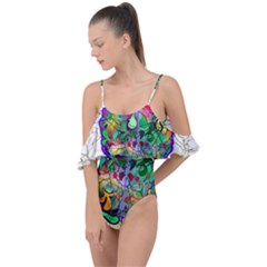 Brain Head Mind Man Silhouette Drape Piece Swimsuit by pakminggu