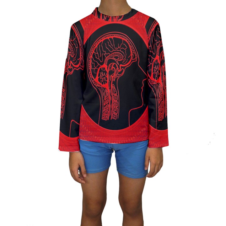 Artificial Intelligence Brain Think Kids  Long Sleeve Swimwear