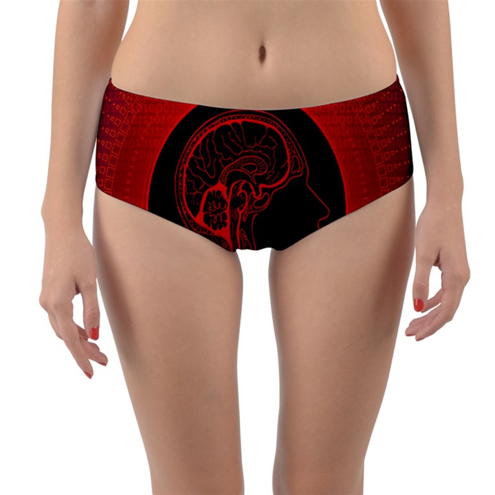 Artificial Intelligence Brain Think Reversible Mid-Waist Bikini Bottoms