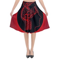 Artificial Intelligence Brain Think Flared Midi Skirt by pakminggu