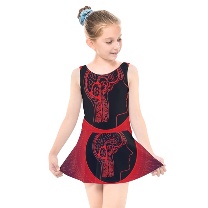 Artificial Intelligence Brain Think Kids  Skater Dress Swimsuit