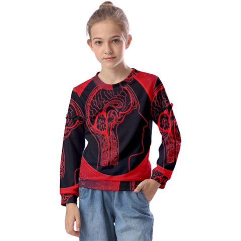 Artificial Intelligence Brain Think Kids  Long Sleeve Tee With Frill  by pakminggu