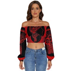 Artificial Intelligence Brain Think Long Sleeve Crinkled Weave Crop Top