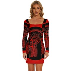 Artificial Intelligence Brain Think Long Sleeve Square Neck Bodycon Velvet Dress by pakminggu