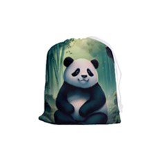 Animal Panda Forest Tree Natural Drawstring Pouch (medium) by pakminggu