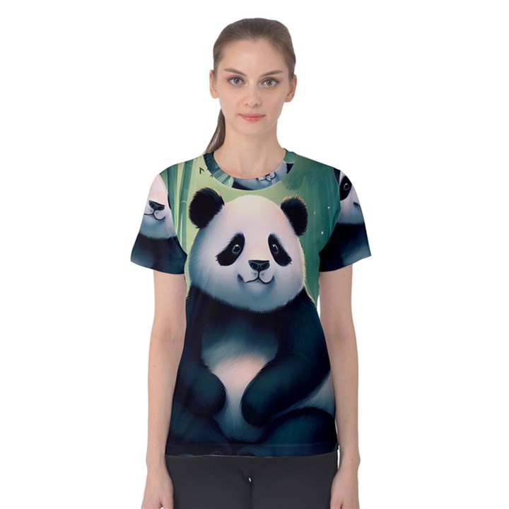 Animal Panda Forest Tree Natural Women s Cotton Tee