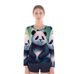 Animal Panda Forest Tree Natural Women s Long Sleeve Tee