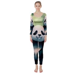 Animal Panda Forest Tree Natural Long Sleeve Catsuit