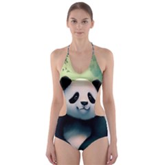 Animal Panda Forest Tree Natural Cut-Out One Piece Swimsuit