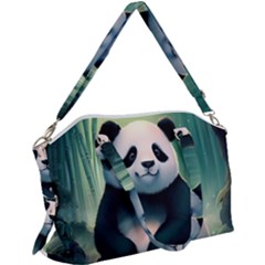 Animal Panda Forest Tree Natural Canvas Crossbody Bag