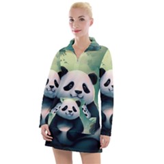 Animal Panda Forest Tree Natural Women s Long Sleeve Casual Dress by pakminggu