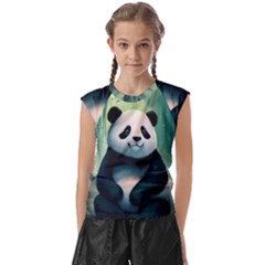 Animal Panda Forest Tree Natural Kids  Raglan Cap Sleeve Tee