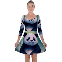 Animal Panda Forest Tree Natural Quarter Sleeve Skater Dress