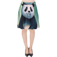 Animal Panda Forest Tree Natural Velvet High Waist Skirt