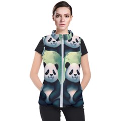 Animal Panda Forest Tree Natural Women s Puffer Vest