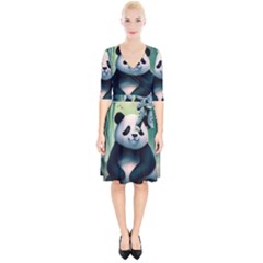 Animal Panda Forest Tree Natural Wrap Up Cocktail Dress