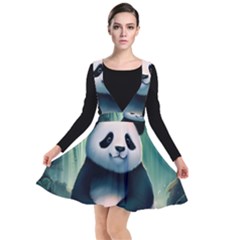 Animal Panda Forest Tree Natural Plunge Pinafore Dress