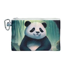 Animal Panda Forest Tree Natural Canvas Cosmetic Bag (Medium)