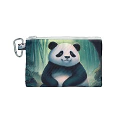 Animal Panda Forest Tree Natural Canvas Cosmetic Bag (Small)