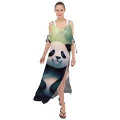 Animal Panda Forest Tree Natural Maxi Chiffon Cover Up Dress