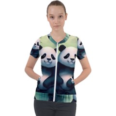 Animal Panda Forest Tree Natural Short Sleeve Zip Up Jacket by pakminggu