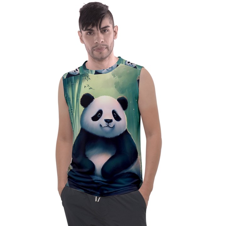 Animal Panda Forest Tree Natural Men s Regular Tank Top