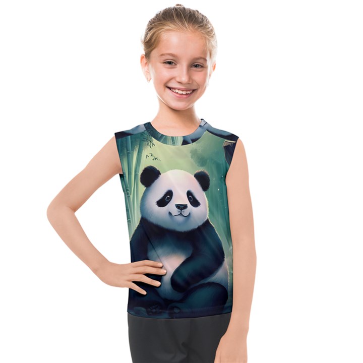 Animal Panda Forest Tree Natural Kids  Mesh Tank Top